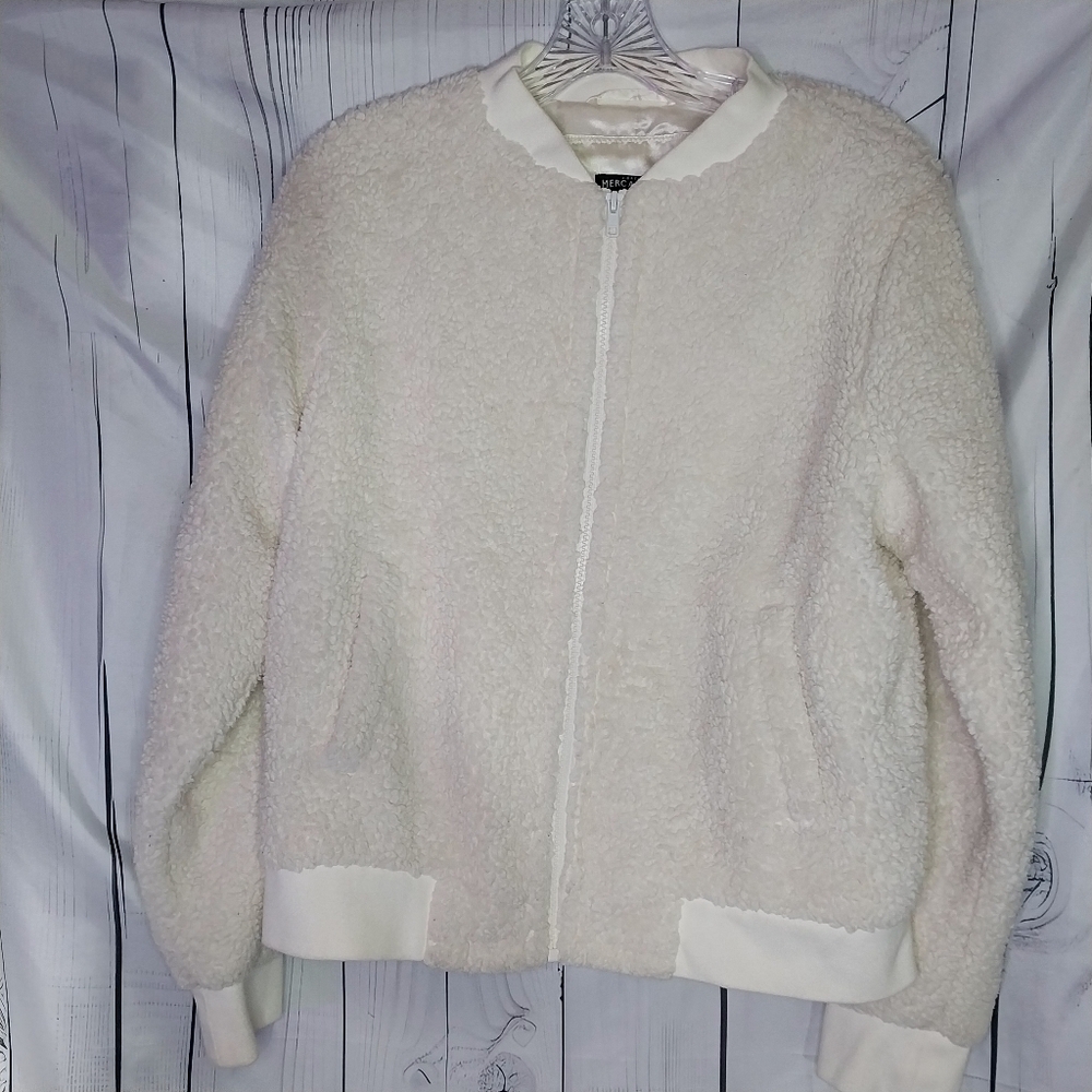 J.Crew Mercantile Fuzzy Teddy Sherpa Cozy Comfy Teddy Bomber Jacket